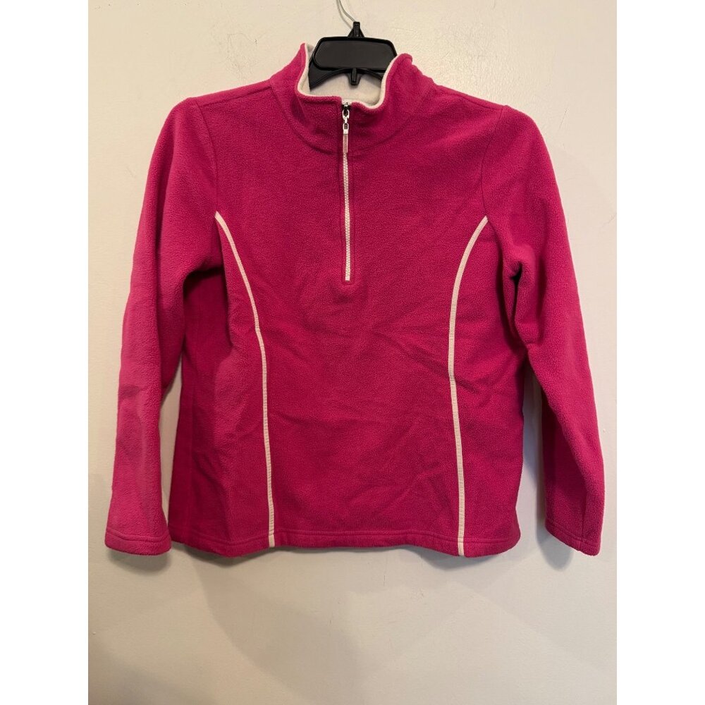 Izod Womens Pink Half-Zip Fleece Pullover Sweater L 100% Polyester